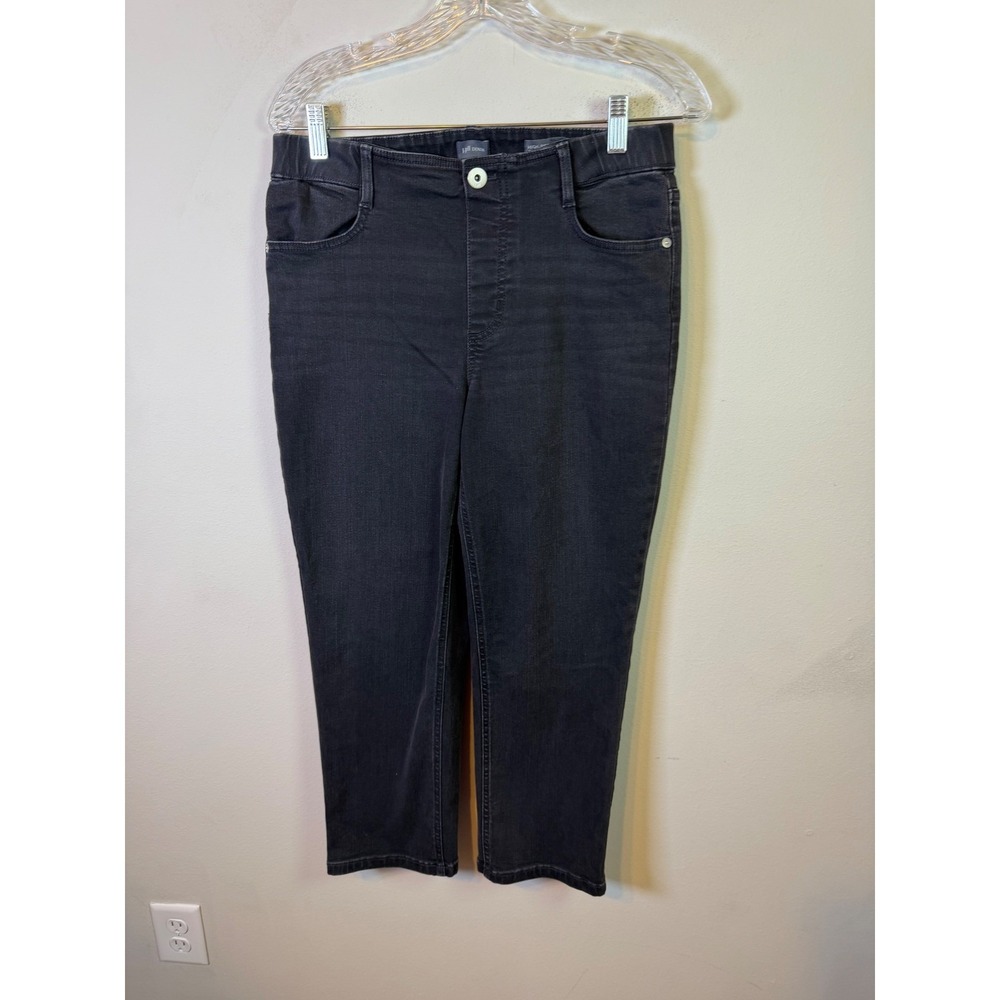 J. Jill Womens High-Rise Cropped Jeans Stretch Black 6